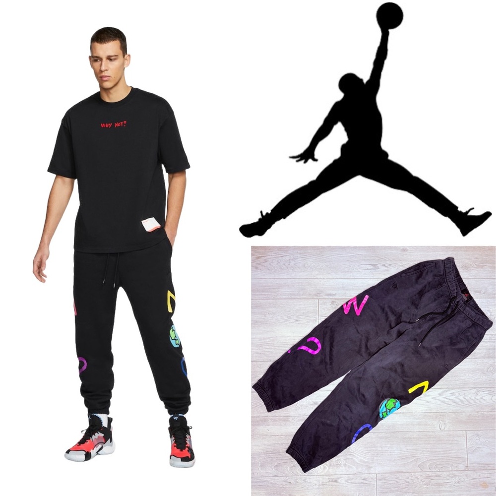 Air Jordon why not long sweatpants joggers black with neon retro vibe med
